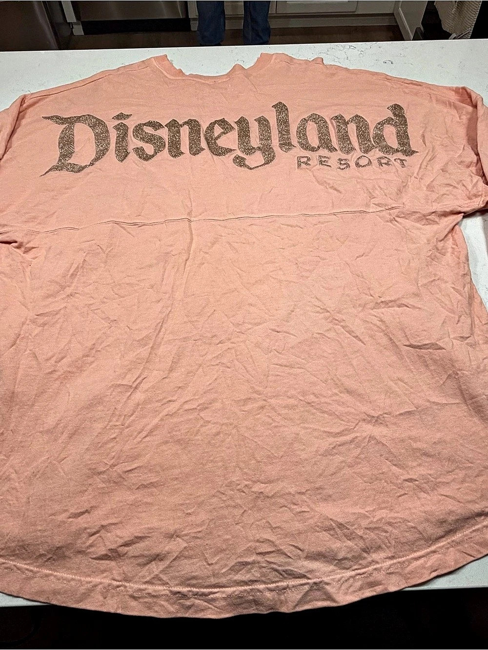 Disneyland Resort Spirit Jersey Peach Rose Gold Glitter Long Sleeve XL